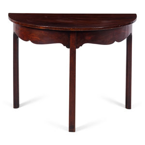 Appraisal: A George III Style Mahogany Demilune Table th Century Height