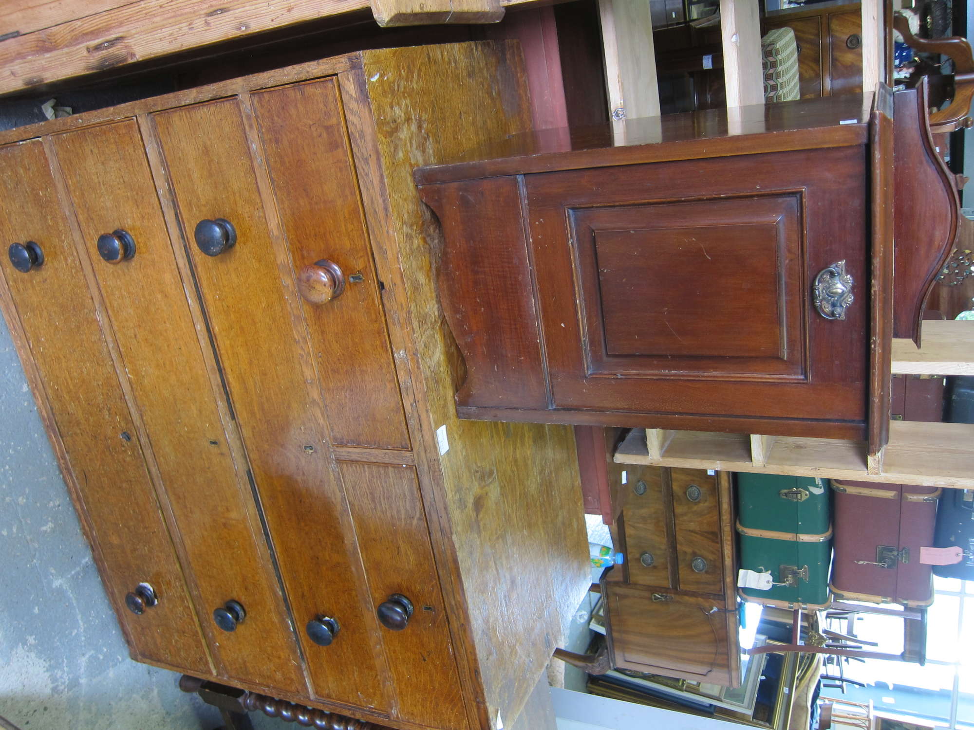 Appraisal: Oak chest of drawers oak drop leaf table and coal