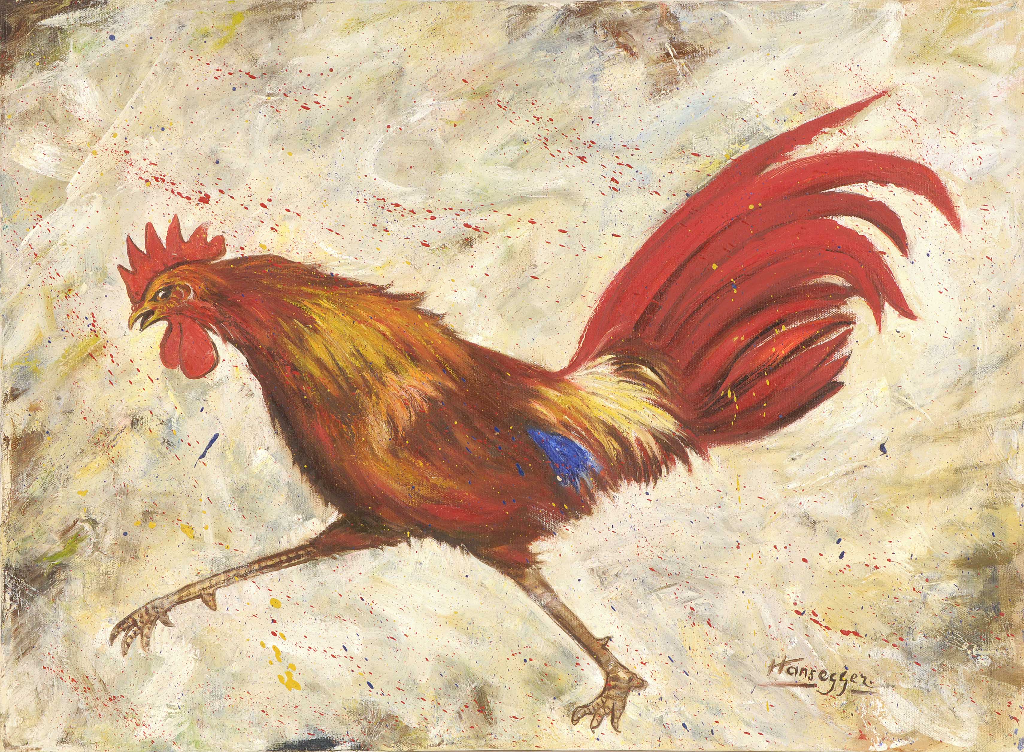 Appraisal: JOHN KONSTANTIN HANSEGGERNew York - Portrait of a rooster Signed