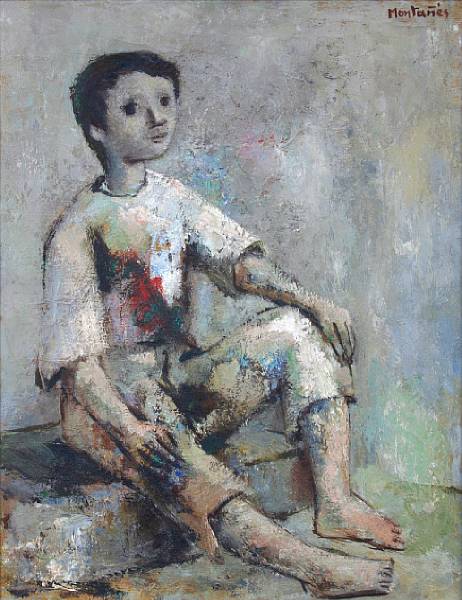 Appraisal: Monta es th century Seated Boy Portrait of a Boy