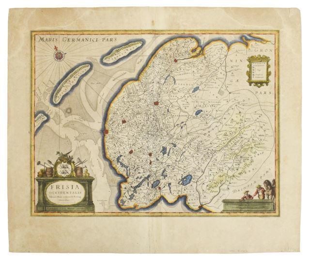 Appraisal: Unframed map engraving on paper Frisia Occidentalis cartographers Adriano Metius