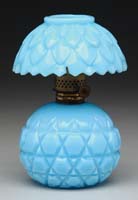 Appraisal: RARE BLUE MILK GLASS MINI LAMP S - Pressed glass