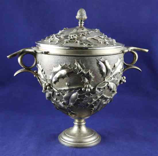 Appraisal: A Victorian silver Skyphos and cover by Barnards Sons Ltd