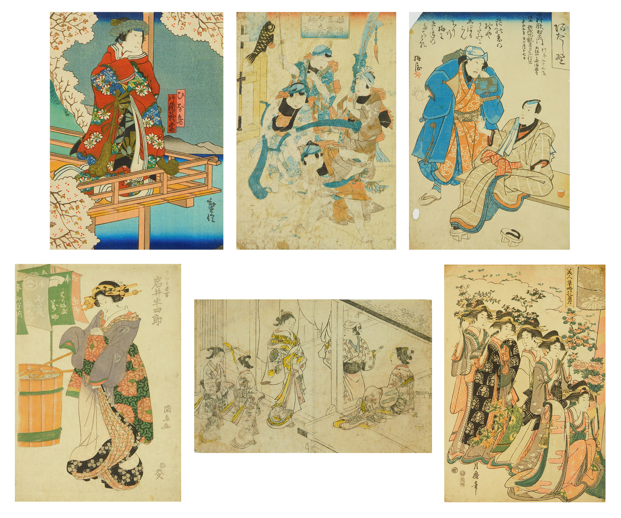 Appraisal: Japanese woodblocks in color Hironobu- Figures Kuninao- Figures Kunisada- ''Tango