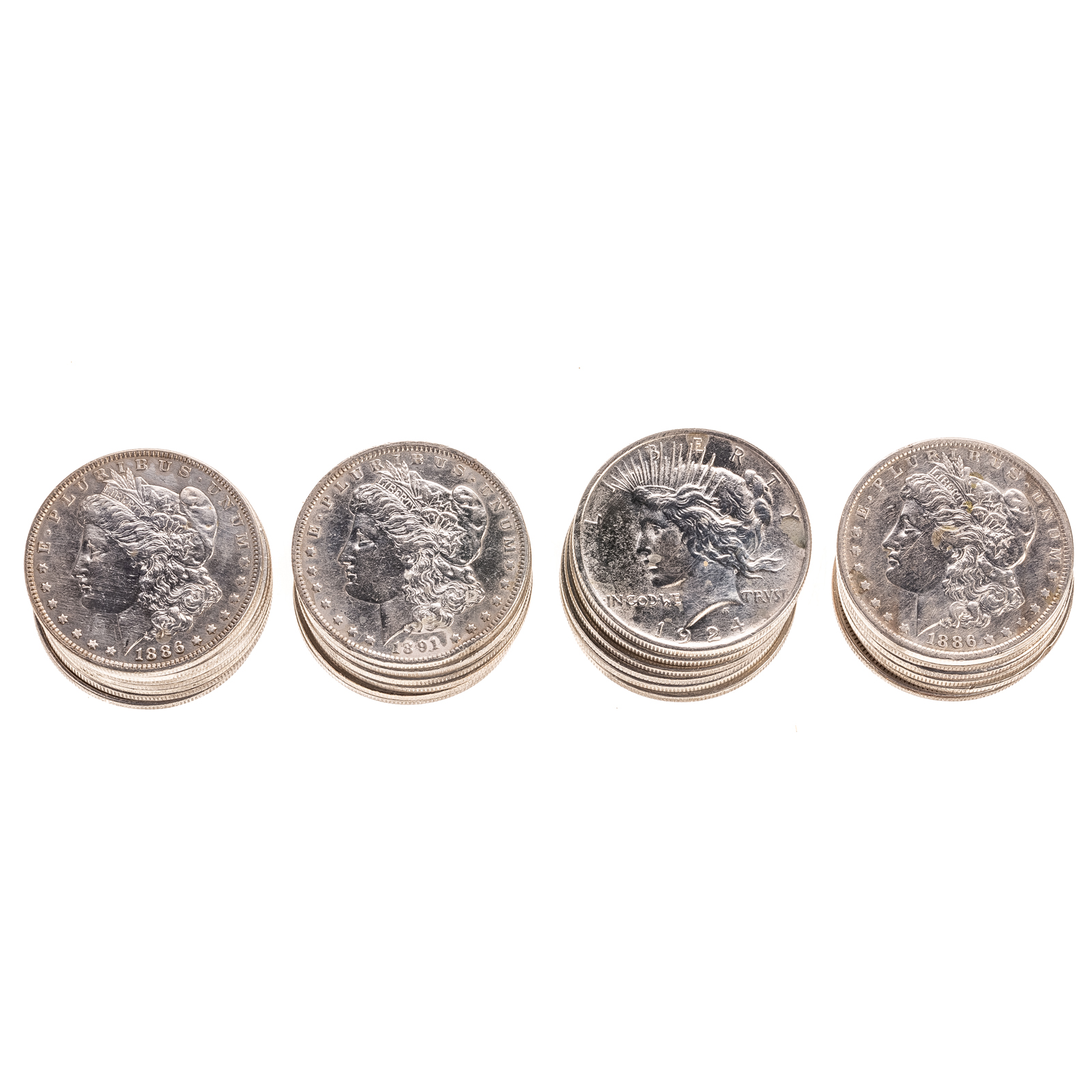 Appraisal: SILVER DOLLARS All cleaned perhaps having come in some sort