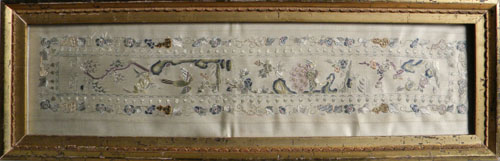 Appraisal: Group of six framed needleworks th early th c largest