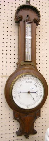 Appraisal: Vintage walnut wall barometer thermometer Eastlake Victorian style with presentation