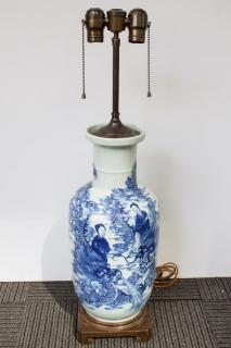 Appraisal: Chinese Antique Porcelain Blue White Vase Lamp Chinese porcelain vase