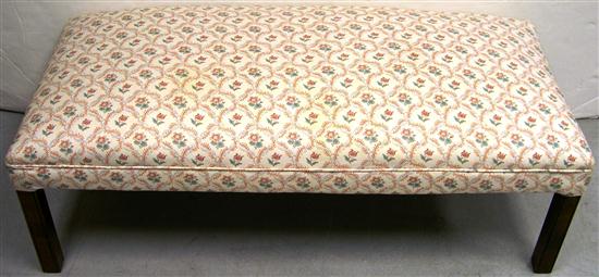 Appraisal: Upholstered bench with straight walnut legs incised lines on outside