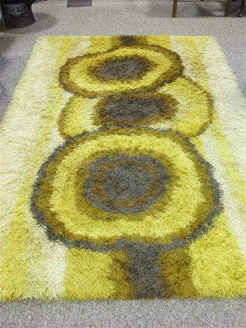 Appraisal: MODERN DANISH EGE RYA WOOL RUG Yellow with brown circles