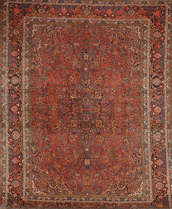 Appraisal: Tabriz Rug Second Quarter th Century Red ground with palmette