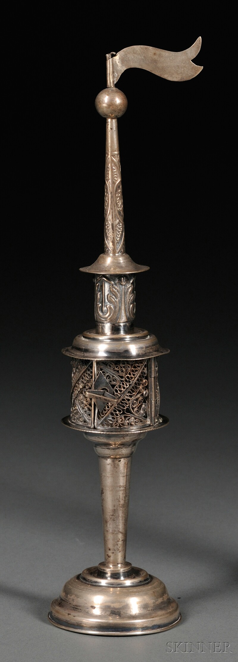 Appraisal: German Silver Tower-form Besamim Box Spice Container Berlin Eifort with