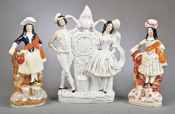 Appraisal: A Group of English Staffordshire Pottery Figures c comprising two