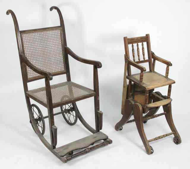 Appraisal: A child's high chair and an invalid's cane seat and