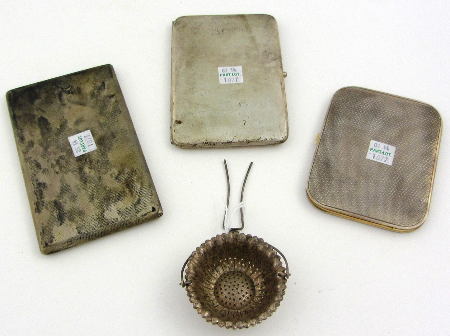 Appraisal: Three silver rectangular cigarette cases combined weight gms and a