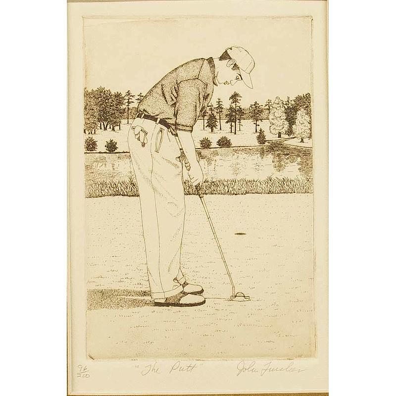 Appraisal: John Furches Etching Framed etching The Putt by John Furches