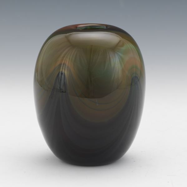 Appraisal: DOMINICK LABINO AMERICAN - x Autumnal peacock vase ovoid form