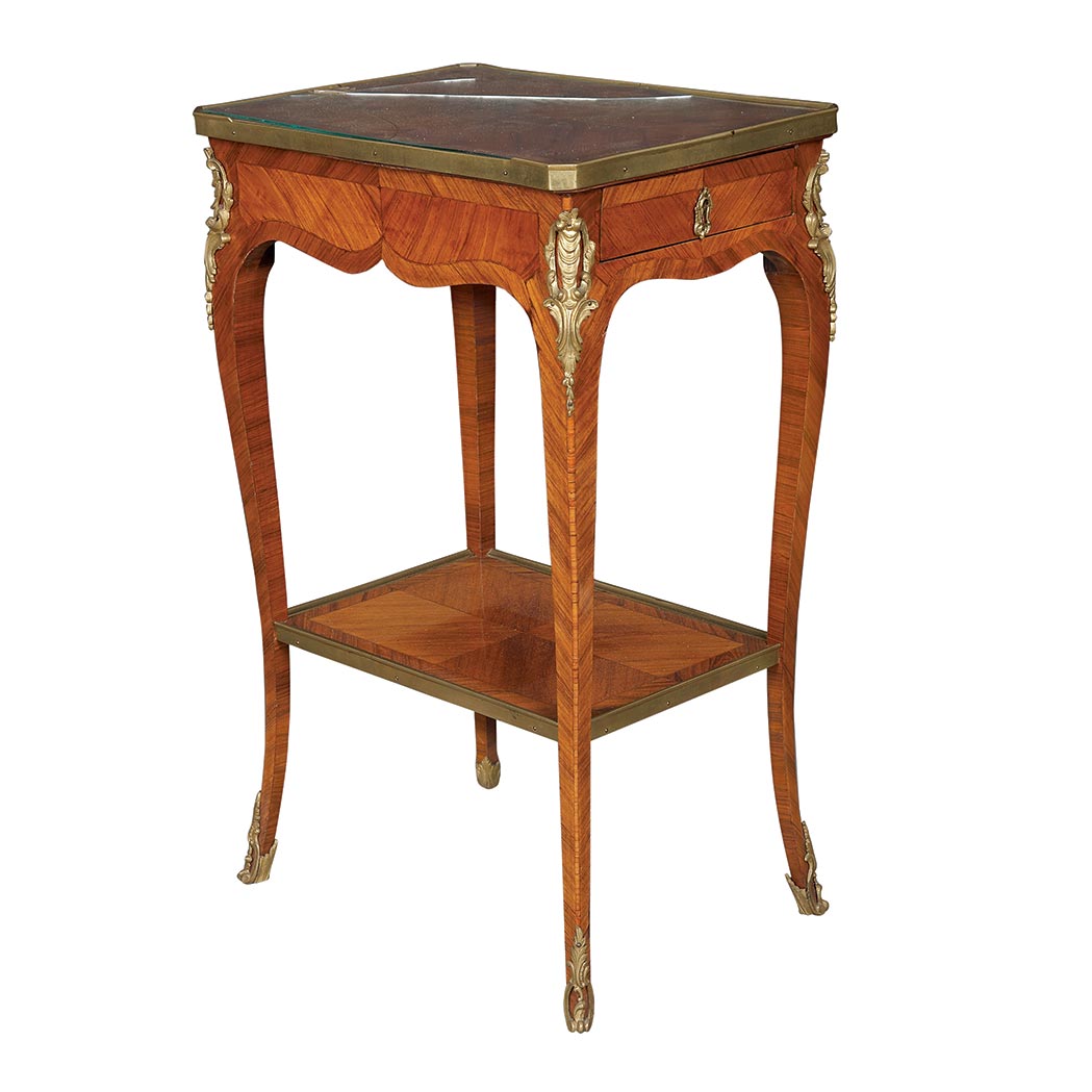 Appraisal: Louis XV Gilt-Bronze Mounted Tulipwood Table a Ecrire Mid th