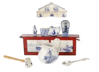 Appraisal: Group of Blue Delft Windmill Motif Articles Dutch late th