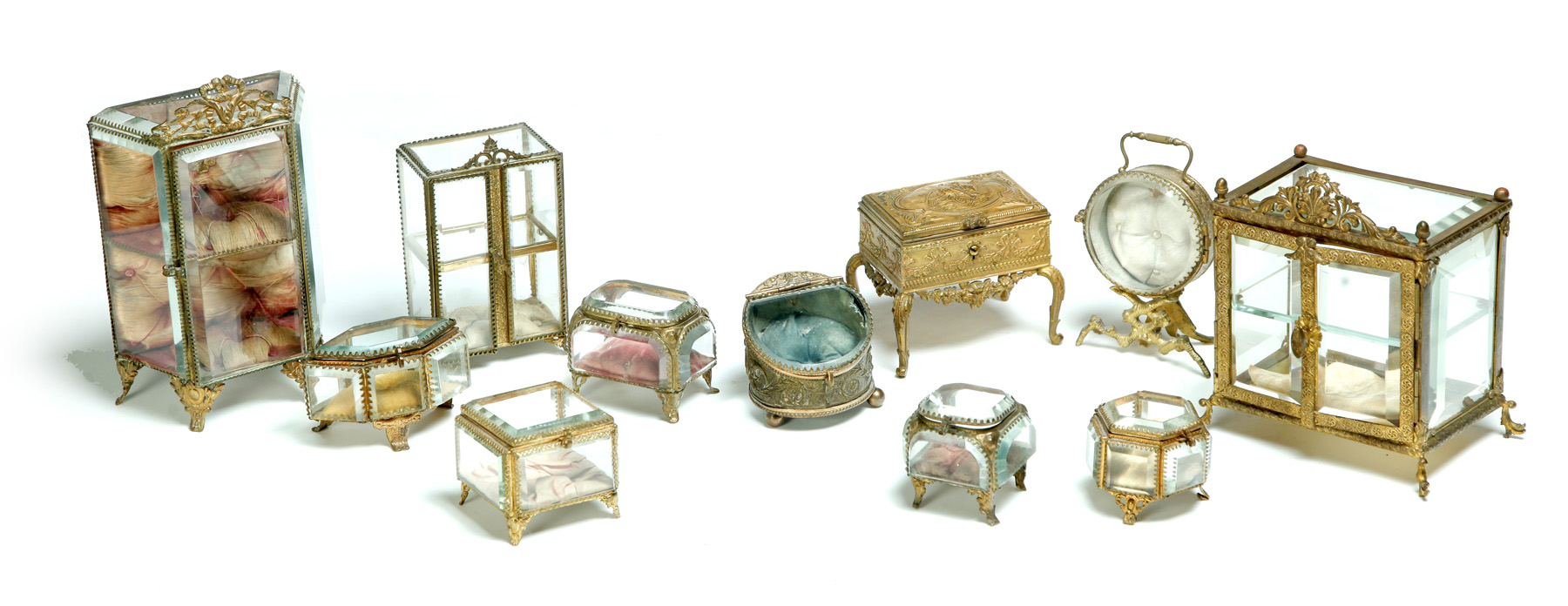 Appraisal: ELEVEN JEWELRY OR TRINKET BOXES - MOST WITH BEVELED GLASS