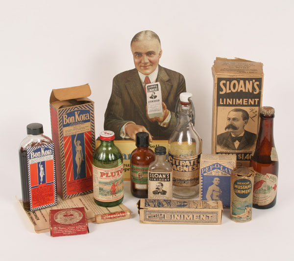 Appraisal: Medicine bottles including Pepolax and Bon Kora and an advertising