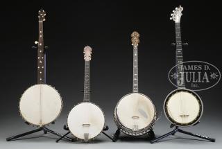 Appraisal: GROUP OF FOUR BANJOS WITH CASES John Alvey Turner -string