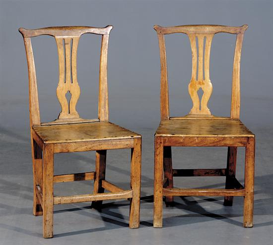 Appraisal: Pair American Country Chippendale cherry and birch chairs circa probably