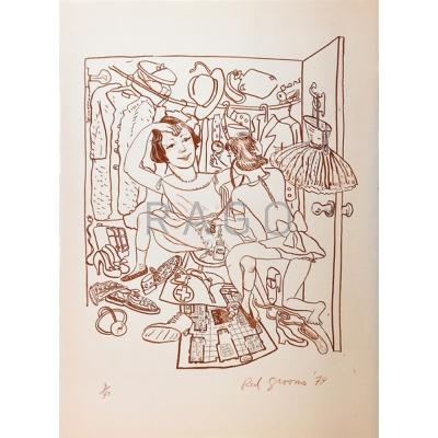 Appraisal: Red Grooms American b Rosie s Closet Lithograph and collage