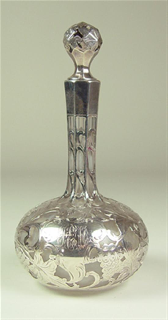 Appraisal: Glass Dresser Bottle with Alvin Sterling Overlay Octagonal neck Monogrammed