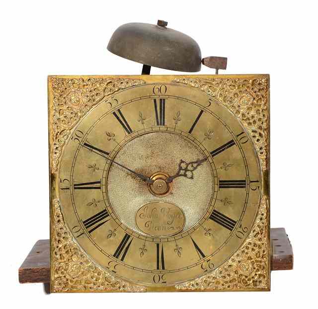 Appraisal: A THIRTY HOUR LONGCASE CLOCK MOVEMENT the square brass dial