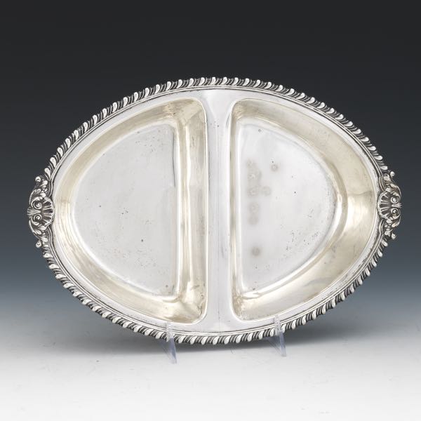 Appraisal: LEBKUECHER CO STERLING SILVER DOUBLE-COMPARTMENT SERVING DISH FOR GROGAN COMPANY