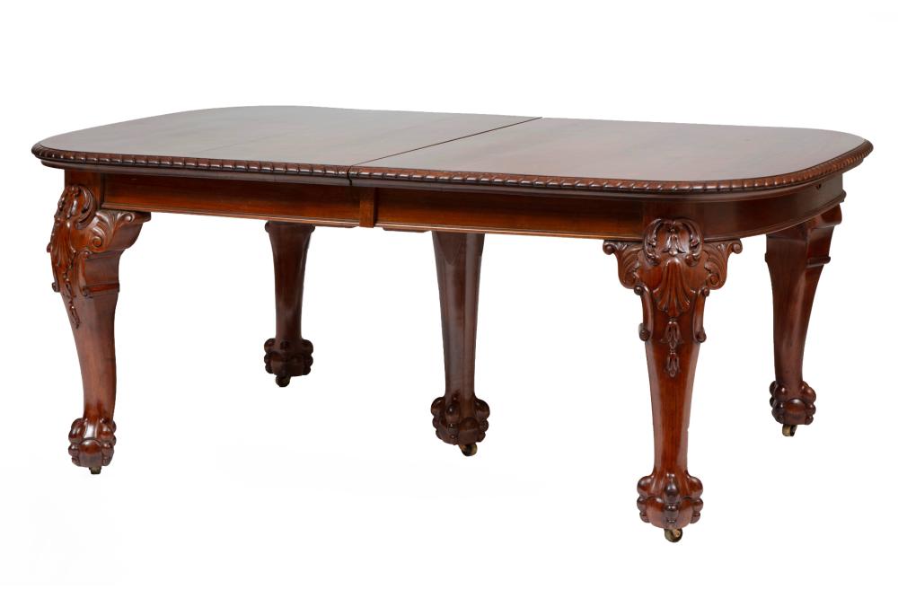 Appraisal: Fine Antique Chippendale-Style Carved Mahogany Dining Table demilune top with