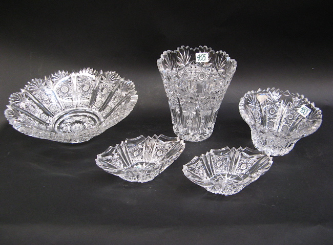 Appraisal: FIVE PIECES OF AMERICAN BRILLIANT CUT GLASS centerpiece bowl D