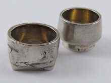 Appraisal: Two Russian silver salts one basket shape Dimitry Gorbanov Moscow