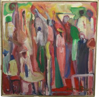 Appraisal: Andrew Turner Pennsylvania - oil on canvas painting of figures