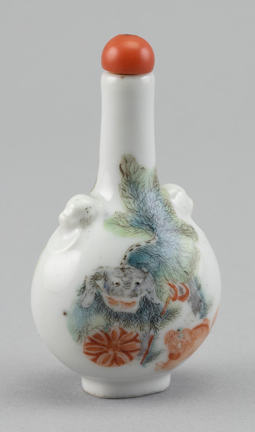 Appraisal: CHINESE FAMILLE VERTE PORCELAIN SNUFF BOTTLE LATE TH CENTURY HEIGHT