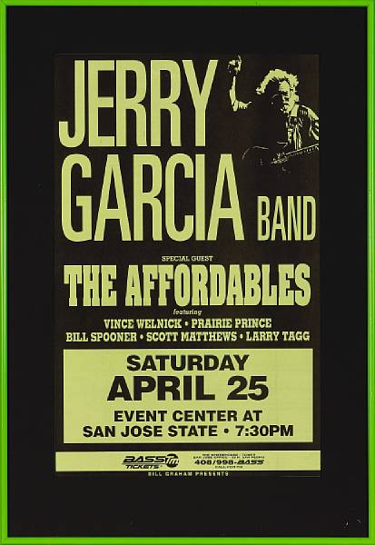 Appraisal: A Vince Welnick-owned Jerry Garcia Band concert poster San Jose