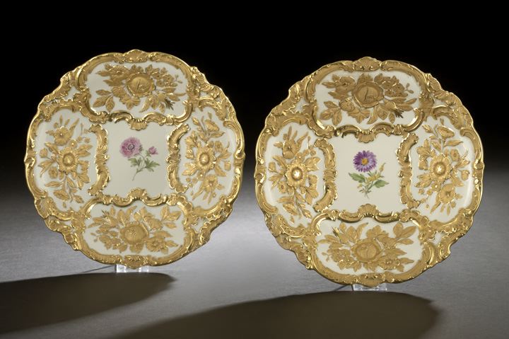 Appraisal: Pair of Meissen Bas-Relief Porcelain Fruit Bowls third quarter th