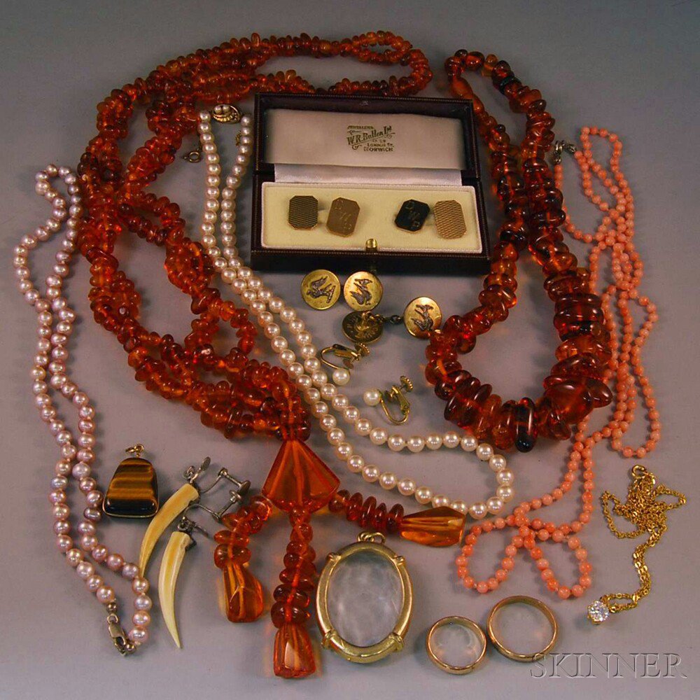 Appraisal: Small Group of Amber Pearl and Costume Jewelry including a