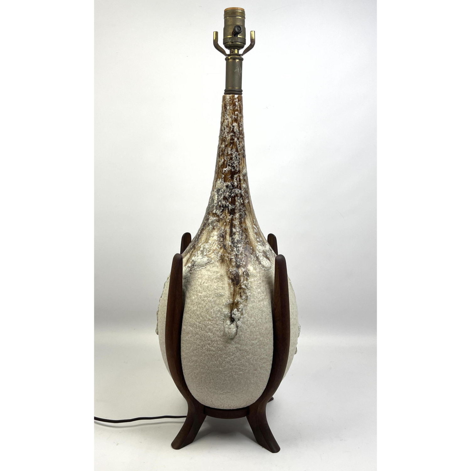 Appraisal: MID CENTURY MODERN Bottle Form Table Lamp in Walnut Base