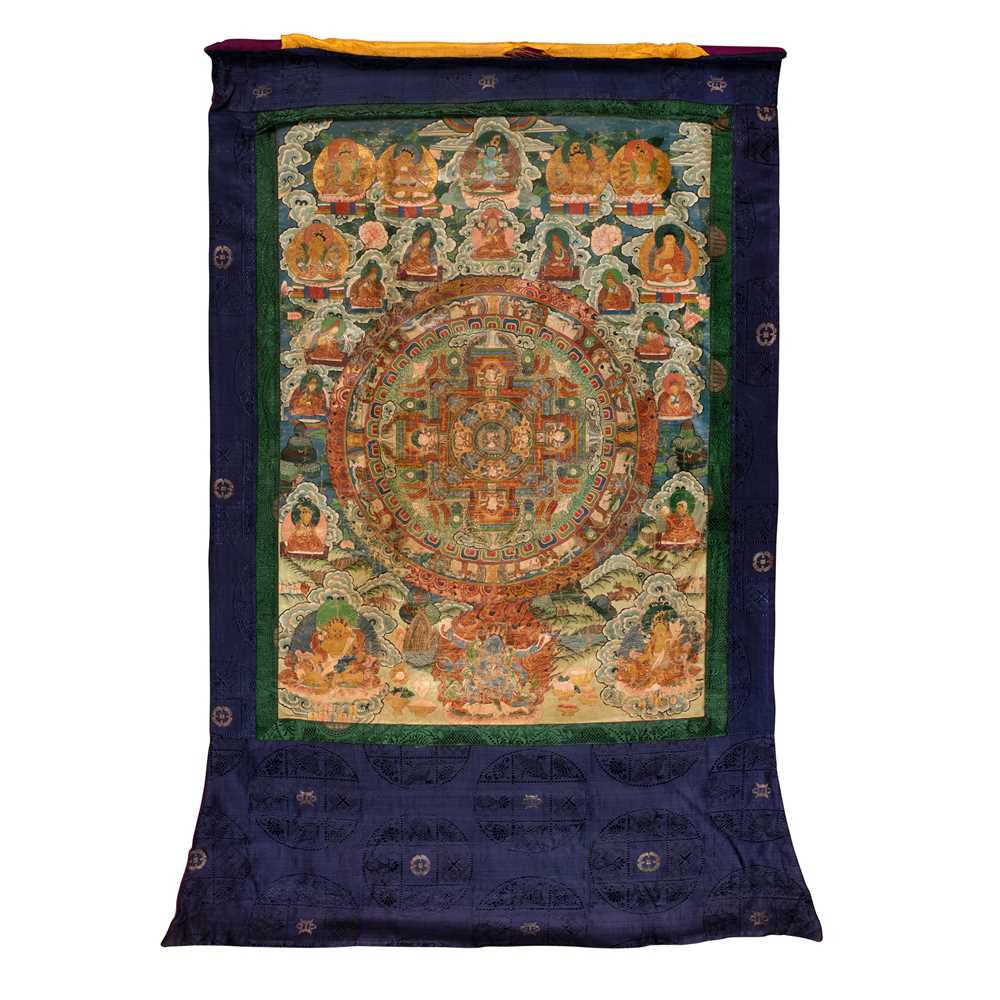 Appraisal: THANGKA DEPICTING GUHYASAMAJA MANDALA TH- TH CENTURY distemper on cloth