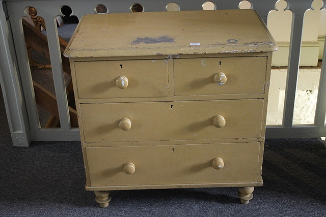 Appraisal: A VICTORIAN PAINTED PINE SMALL CHEST of two short and