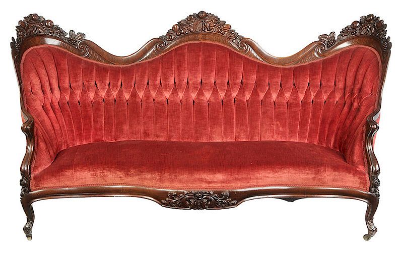 Appraisal: Belter Rococo Revival Rosewood Sofa New York circa s Rosalie