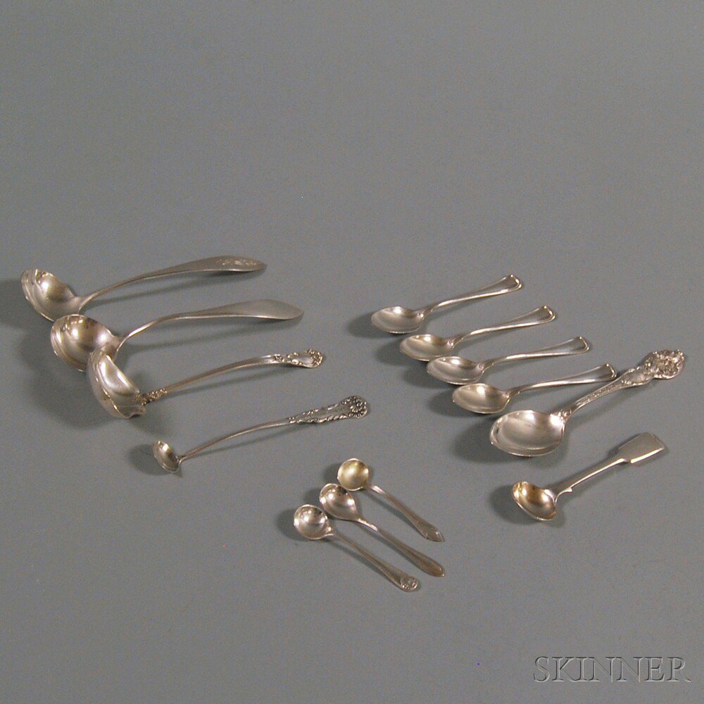 Appraisal: Twelve Assorted Small Sterling Silver Spoons including salt spoons demitasse