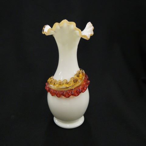 Appraisal: Stevens and Williams Art Glass Vase amber and red leaf