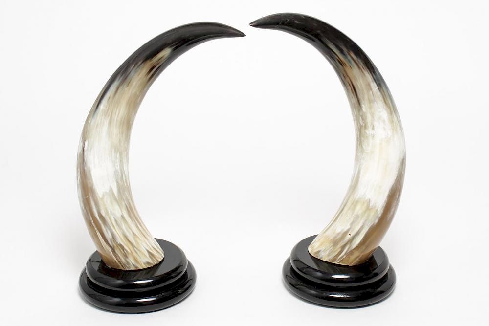 Appraisal: Mid-Century Hivo Van Teal Horns on Lucite Bases Mid-Century Modern