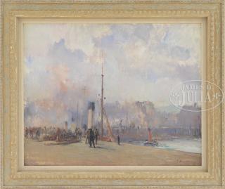 Appraisal: EMIL SCHNEIDER German French - DOCK WORKERS Oil on canvas