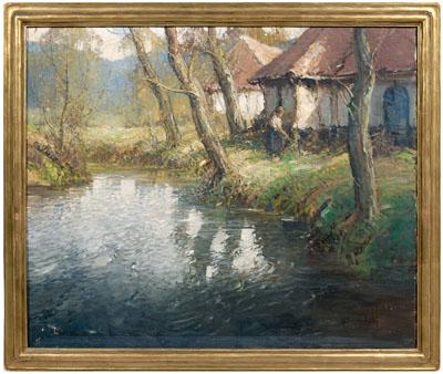 Appraisal: George Ames Aldrich painting Indiana Illinois - Normandy landscape with