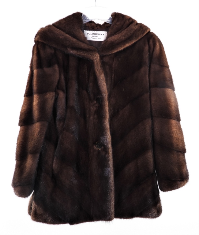 Appraisal: TOLCHINSKY FURS BROWN FUR WINTER COAT Deep brown fur coat