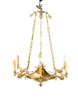 Appraisal: French Empire Six Light Colza Style Chandelier Early th century